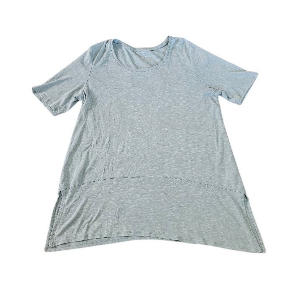 J. Jill Pima Dipped-Hem Tunic Women Large Sage Green 100% Pima Cotton Slub Top